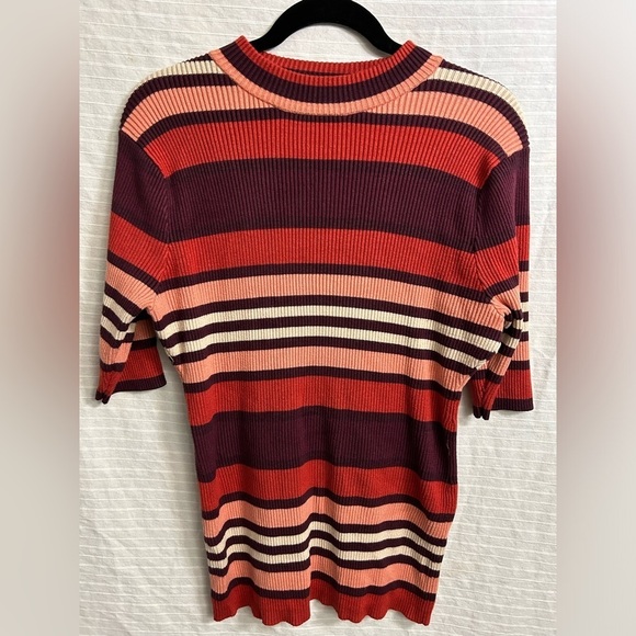Vtg Say What Sweater Short Sleeve Striped Pullover Crew Neck Multicolor Sz 3X - Picture 1 of 5